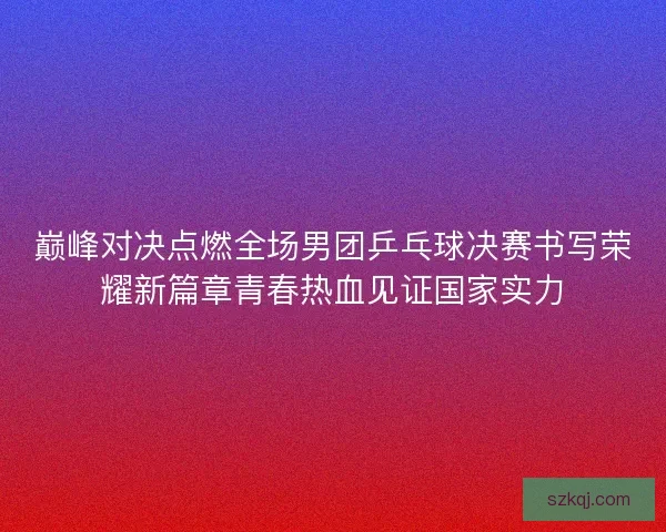 巅峰对决点燃全场男团乒乓球决赛书写荣耀新篇章青春热血见证国家实力